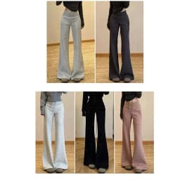 Lady High Waist Solid Thin Flared Pants Classic Fashion Girls Straight Leg Sweatpants Women Korean Comfortable Trousers