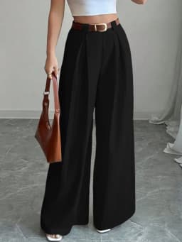 2025 ZANZEA Fashion Women Trousers Autumn High Waist Office Work Pant Elegant Wide Leg Pantalon Solid Pleated Palazzo Streetwear