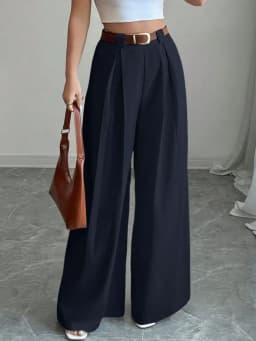 2025 ZANZEA Fashion Women Trousers Autumn High Waist Office Work Pant Elegant Wide Leg Pantalon Solid Pleated Palazzo Streetwear