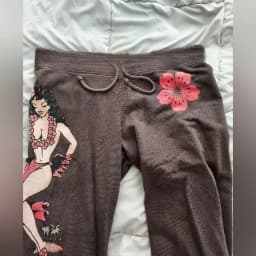 Y2K Brown Low Rise Casual Sweatpants Women Gothic Retro Cherry Blossom Graphic Print Elastic Waist Trousers Straight Leg Pants