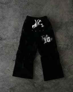 Y2K Brown Low Rise Casual Sweatpants Women Gothic Retro Cherry Blossom Graphic Print Elastic Waist Trousers Straight Leg Pants