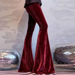 Fashion Velvet Pants Women High Waist Flared Trousers For Women Autumn Winter Stretch Party Pants Red