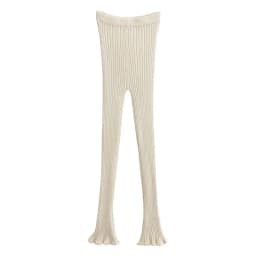 American Retro Wood Ears Cuff Ribbed Knitting Flare Pants Woman High Waist Stretch Slim Skinny Trousers Legging Bottom