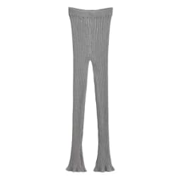 American Retro Wood Ears Cuff Ribbed Knitting Flare Pants Woman High Waist Stretch Slim Skinny Trousers Legging Bottom