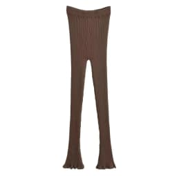 American Retro Wood Ears Cuff Ribbed Knitting Flare Pants Woman High Waist Stretch Slim Skinny Trousers Legging Bottom