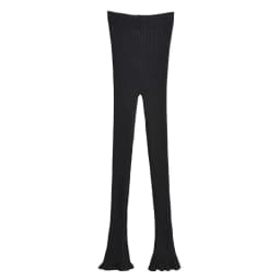 American Retro Wood Ears Cuff Ribbed Knitting Flare Pants Woman High Waist Stretch Slim Skinny Trousers Legging Bottom