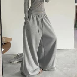 Y2K Vintage Baggy Sweatpants Women Autumn New Korean Loose Wide Leg Pants Streetwear Casual Zipper Fly Female Trousers 2024 New