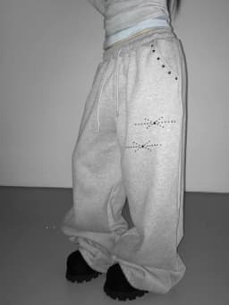 American Hip-Hop Retro Rivets Loose Wide-Leg Pants Women Black Gothic Casual Sweatpants Korean Jogging High-Waist Streetwear