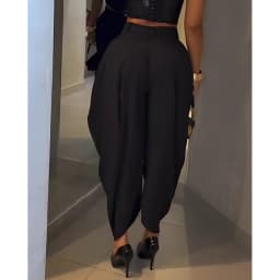 New High Waisted Loose Pleated Casual Pants Women Irregular Hem Comfortable Streetwear Fashion Solid Color Trousers