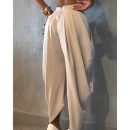 New High Waisted Loose Pleated Casual Pants Women Irregular Hem Comfortable Streetwear Fashion Solid Color Trousers