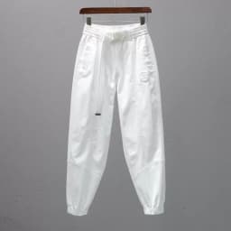 White Pants for Women with Elastic Waistband Loose and Casual Joggers Ankle-Length Leggings with Slimming Effect Harem Pants