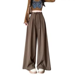 Gray Baggy Wide Leg Suit Pant Women's Pants Cotton Outfits All Medium Y2k Streetwear Slacks Vintage Classic Xxl Female Trousers
