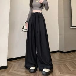 Gray Baggy Wide Leg Suit Pant Women's Pants Cotton Outfits All Medium Y2k Streetwear Slacks Vintage Classic Xxl Female Trousers