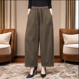 High Waist Wide Leg Pants Women Loose Slimming Nine Points Casual Pants plus Size Versatile Midlife Mom Pants Commute Style