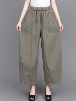 High Waist Wide Leg Pants Women Loose Slimming Nine Points Casual Pants plus Size Versatile Midlife Mom Pants Commute Style