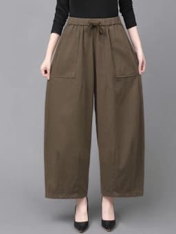 High Waist Wide Leg Pants Women Loose Slimming Nine Points Casual Pants plus Size Versatile Midlife Mom Pants Commute Style