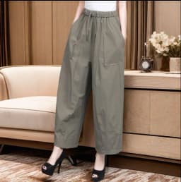 High Waist Wide Leg Pants Women Loose Slimming Nine Points Casual Pants plus Size Versatile Midlife Mom Pants Commute Style