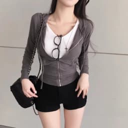 Sexy High Waist Slim Fit Short Pants Double Pockets Elastic Waistband Casual Workwear Hot Pants Milk White Straight Leg Trousers