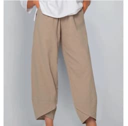 Women Cotton Linen Harem Pants Vintage Printed Wide Leg Trousers Casual Solid Pockets Harajuku High Waist Baggy Pants Joggers