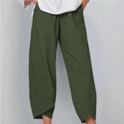 Women Cotton Linen Harem Pants Vintage Printed Wide Leg Trousers Casual Solid Pockets Harajuku High Waist Baggy Pants Joggers