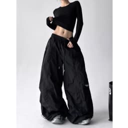 American Style High Waist Quick Dry Wide Leg Pants Women's Spicy Girl Slimming Casual Paratrooper Workwear Trendy White