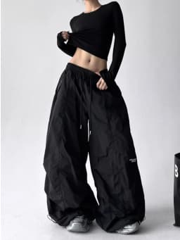 American Style High Waist Quick Dry Wide Leg Pants Women's Spicy Girl Slimming Casual Paratrooper Workwear Trendy White