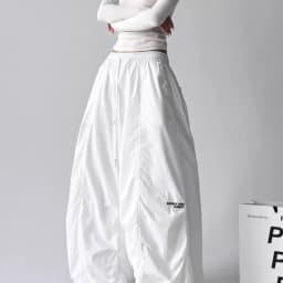 American Style High Waist Quick Dry Wide Leg Pants Women's Spicy Girl Slimming Casual Paratrooper Workwear Trendy White