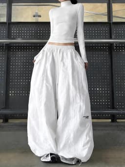 American Style High Waist Quick Dry Wide Leg Pants Women's Spicy Girl Slimming Casual Paratrooper Workwear Trendy White