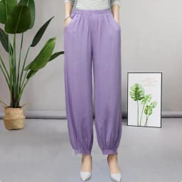 Loose Cotton Silk Wide Leg Lantern Pants for Middle-Aged And Elderly Women Casual Ethnic Style Square Dance Trousers 2025 New