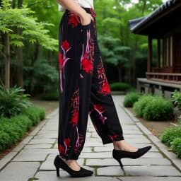 Loose Cotton Silk Wide Leg Lantern Pants for Middle-Aged And Elderly Women Casual Ethnic Style Square Dance Trousers 2025 New