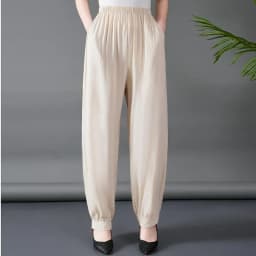 Loose Cotton Silk Wide Leg Lantern Pants for Middle-Aged And Elderly Women Casual Ethnic Style Square Dance Trousers 2025 New
