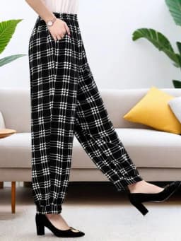Loose Cotton Silk Wide Leg Lantern Pants for Middle-Aged And Elderly Women Casual Ethnic Style Square Dance Trousers 2025 New