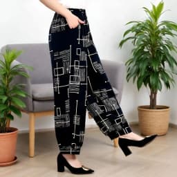 Loose Cotton Silk Wide Leg Lantern Pants for Middle-Aged And Elderly Women Casual Ethnic Style Square Dance Trousers 2025 New