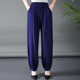 Loose Cotton Silk Wide Leg Lantern Pants for Middle-Aged And Elderly Women Casual Ethnic Style Square Dance Trousers 2025 New