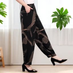 Loose Cotton Silk Wide Leg Lantern Pants for Middle-Aged And Elderly Women Casual Ethnic Style Square Dance Trousers 2025 New