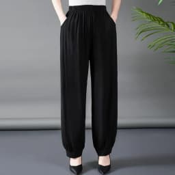 Loose Cotton Silk Wide Leg Lantern Pants for Middle-Aged And Elderly Women Casual Ethnic Style Square Dance Trousers 2025 New
