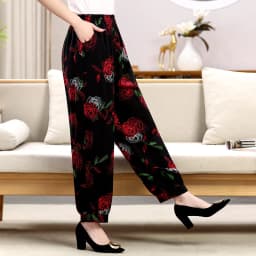 Loose Cotton Silk Wide Leg Lantern Pants for Middle-Aged And Elderly Women Casual Ethnic Style Square Dance Trousers 2025 New