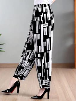 Loose Cotton Silk Wide Leg Lantern Pants for Middle-Aged And Elderly Women Casual Ethnic Style Square Dance Trousers 2025 New