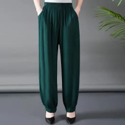 Loose Cotton Silk Wide Leg Lantern Pants for Middle-Aged And Elderly Women Casual Ethnic Style Square Dance Trousers 2025 New