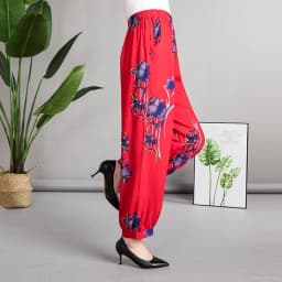 Loose Cotton Silk Wide Leg Lantern Pants for Middle-Aged And Elderly Women Casual Ethnic Style Square Dance Trousers 2025 New