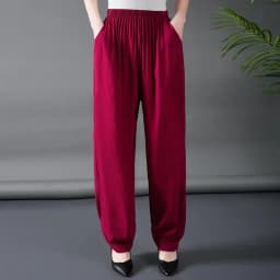 Loose Cotton Silk Wide Leg Lantern Pants for Middle-Aged And Elderly Women Casual Ethnic Style Square Dance Trousers 2025 New