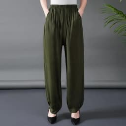 Loose Cotton Silk Wide Leg Lantern Pants for Middle-Aged And Elderly Women Casual Ethnic Style Square Dance Trousers 2025 New