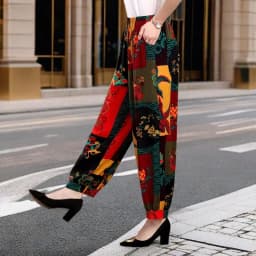Loose Cotton Silk Wide Leg Lantern Pants for Middle-Aged And Elderly Women Casual Ethnic Style Square Dance Trousers 2025 New
