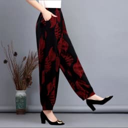 Loose Cotton Silk Wide Leg Lantern Pants for Middle-Aged And Elderly Women Casual Ethnic Style Square Dance Trousers 2025 New