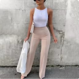 Office Lady Solid Color Pants Women's Slim Bell Bottom Pants Spring Classic Black Pants