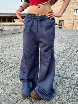 Y2K American Printed Women Wide Leg Pants Winter Thick Loose Drawstring Sweatpants High Waist Streetwear Straight Trousers Mujer
