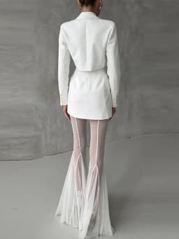 Summer Loose Hollow Out Wide Leg Pants Women Shiny Fashion See Through Street Trousers 2025 New Lady Mesh Holiday Outerwear