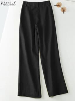 ZANZEA 2025 Autumn Summer Spring Fashion Women Pants Cotton Linen Long Trousers Wide Leg Plain Holiday Casual Pants Streetwear