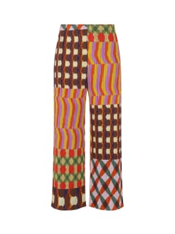 Miyake Pleated Harmony Geometric Printed Straight Pants