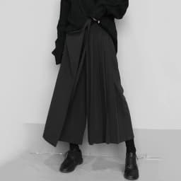 Fashion Korean New Autumn Irregular False Two-piece Skirt Pants Women Wide-leg Pant Ladies Elastic Waist Straps Casual Pant Lady